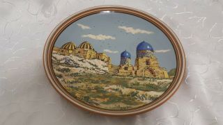 Antique Decor Wallart Ceramic Plate Stunning Handmade Samarkand Mosque W/signed