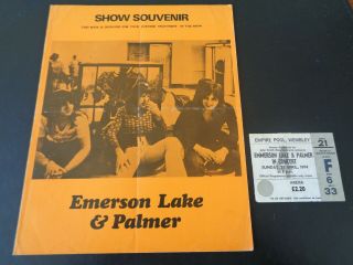 Emmerson Lake And Palmer Rare Original1972 Uk Tour Programme And Ticket
