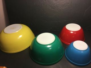 Vintage Pyrex Complete Set Of Primary Colors Mixing Bowls 441 442 443 444