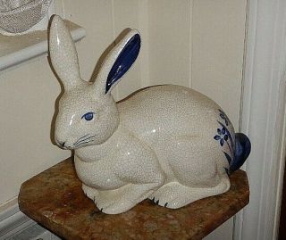 Vintage Retired The Potting Shed Large 11 " Dedham Pottery Crouching Rabbit