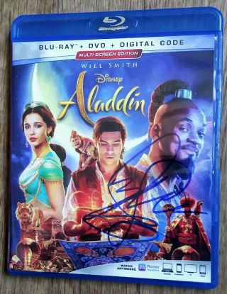 Will Smith " Autographed Hand Signed " Aladdin Blu Ray/dvd - Genie Disney
