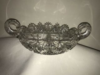 Abp American Brilliant Period Cut Glass 4 - Part Divided Handled Bowl Dish Nr