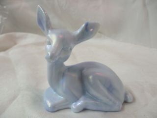 Vintage Fenton Blue/silver/white Slag Glass Deer Fawn Paper Label