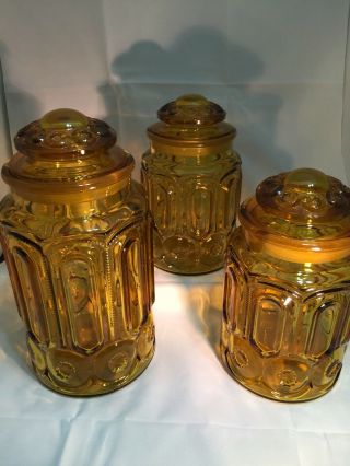L.  E.  Smith Amber Moon & Stars 3 Piece Canister Set