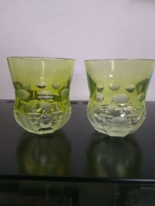 Waterford Simply Lime Crystal Double Old Fashioned Whiskey Two Glass Set
