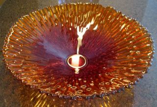 Large 19 " Diameter Orange Studio Art Glass Centerpiece Bowl