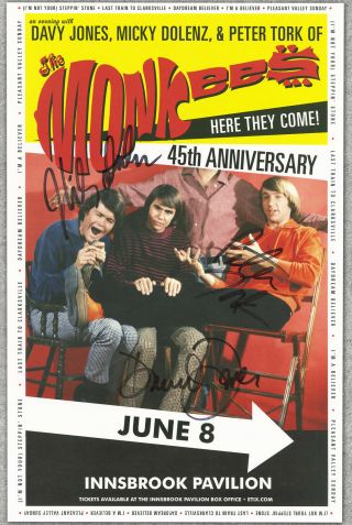 The Monkees Autographed Gig Poster Micky Dolenz,  Peter Tork,  Davy Jones