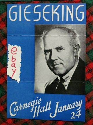 1949 Walter Gieseking Carnegie Hall Flyer York City Box D Handbill
