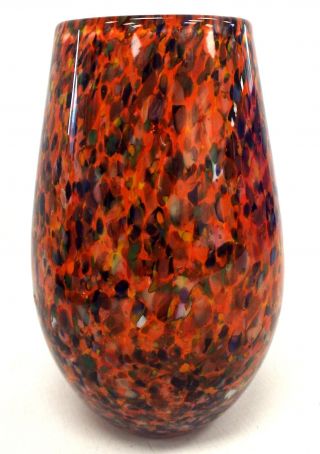 Vintage Strathearn Scotland 8 " Tall Multi - Coloured Art Glass Vase - C25