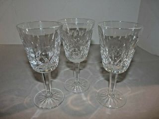 (3) Waterford Irish Crystal Lismore 5 1/2 " White Wine Glass Gothic Mark Euc Jd