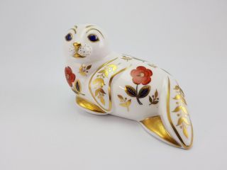 Porcelain Royal Crown Derby Bone China Seal Figurine Paperweight 2