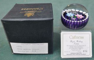 Boxed Caithness Limited William Manson Royal Wedding Tribute Glass Paperweight
