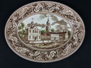 Johnson Brothers Historic America Multicolor 16 " Oval Platter Independence Hall