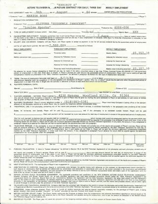 Marion Ross Happy Days 1984 Signed Contract For Glitter W/ Aaron Spelling Prod