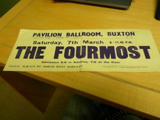 The Fourmost Poster/flyer 1964 Buxton Pavilion Mersey Beat Beatles