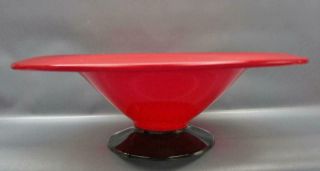 Northwood Rainbow Line 678 Chinese Coral 10¾ " Flared Bowl With Black Foot 6763