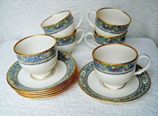 6 Lenox " Autumn " Cups And Saucers Gold Backstamp Presidential