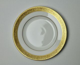 Excel Set 8 Dinner Plates Wedgwood Bone China Ascot Raised Gold Encrusted 8”