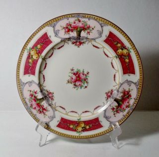 4 Royal Worcester Pattern C2115 Luncheon Plate (s) 9 - 1/4 " Pink Rosespanels/swags