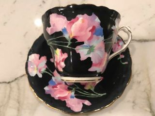 Rare Vintage Paragon Teacup And Saucer By Appointment Black And White