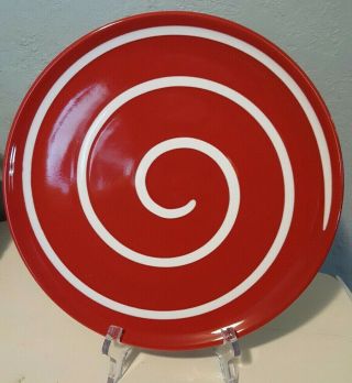 4 Rare Discontinued Waechtersbach Cherry Red Swirl Dinner Plates