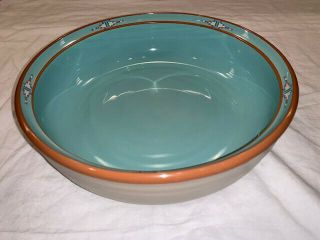 Noritake Serving Bowl Boulder Ridge Aztec Turquoise Stoneware 9 - 1/4 Inch