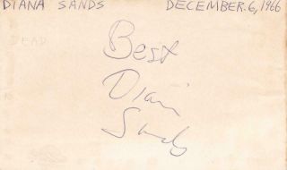 Diana Sands D 1973 Signed Best 3x5 Index Card Actress/a Rasin In The Sun