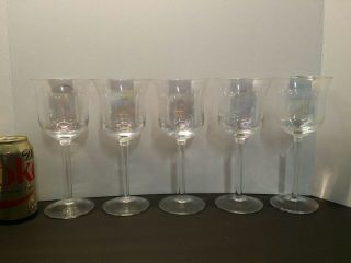 Set Of 5 Wine Water Glasses Goblets Fostoria Iridescent Mother Of Pearl Shell