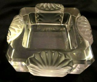 Lalique Boite Corfou Pattern Crystal Ashtray Candy Dish Signed Lalique France