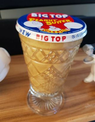 Vtg Nos Big Top Peanut Butter Never Opened Hazel Atlas Gothic Glass 9.  5oz