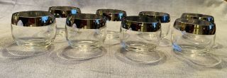 8 Vintage Dorothy Thorpe Silver Rim Roly Poly Bar Glasses 4 Oz Mid Century Mcm