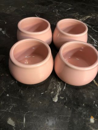 Vintage Mid Century Hall Pottery 334 Rare Pretty Pink Bowl Set Of 4