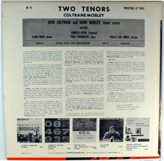 JOHN COLTRANE & HANK MOBLEY - TWO TENORS - ELMO HOPE - BLUE TRIDENT LABEL MONO LP 2