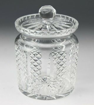 Vintage Signed Waterford Deep Cut Irish Crystal Biscuit Barrel Cookie Jar Nr Dms