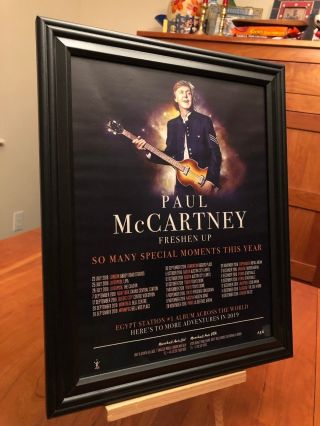 Big 10x13 Framed Paul Mccartney " 2018 Freshen Up World Tour " Promo Ad W/ Dates