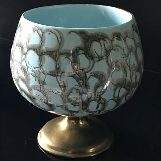 Vintage Vase Turquoise Centerpiece Delft Holland Large Bowl Marbleized B11