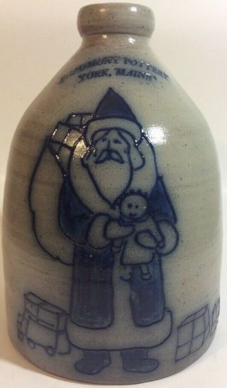 Beaumont Pottery York Maine Salt Glazed Stoneware Christmas Santa Jug 1986