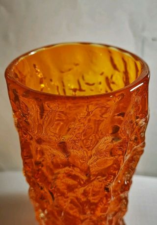 WHITEFRIARS TANGERINE BARK TEXTURED GLASS VASE 9690 DESIGNED BY GEOFFREY BAXTER 5