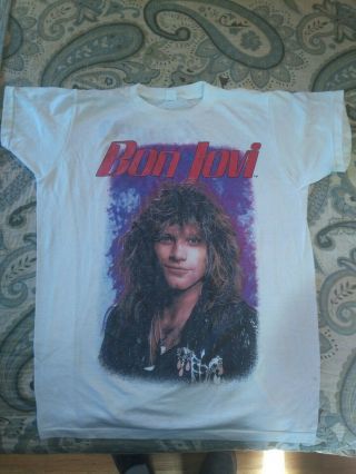 Vintage Bon Jovi Slippery When Wet 1987 Concert Tour Shirt One Size Fits All Usa