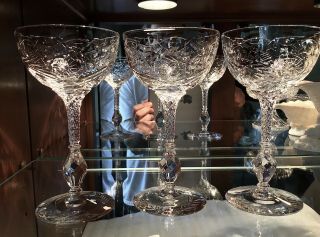 Libbey Rock Sharpe Rhondo Cut Crystal Champagne Tall Sherbet Glasses (5) Reserved