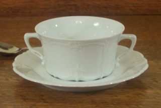 Hutschenreuther Baronesse White Cream Soup Cup & Saucer (s),  Rosenthal
