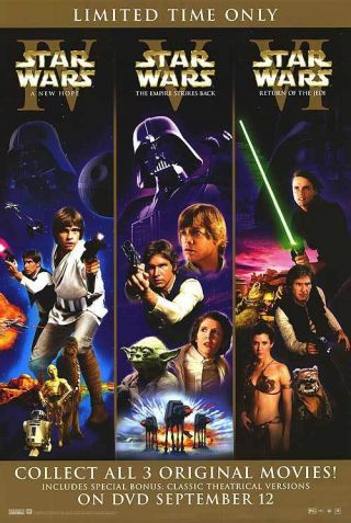 Star Wars Trilogy Dvd Coll Movie Poster Orig 27x40 1s