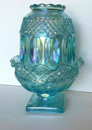 70s Rare Ice Blue Carnival Westmoreland Waterford Wakefield Fairy Light Lamp