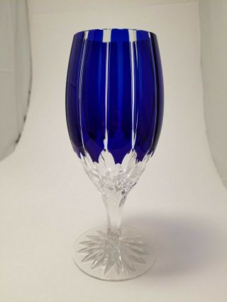 Ajka Castille Cobalt Blue Cut To Clear Goblet Water / Iced Tea Glass