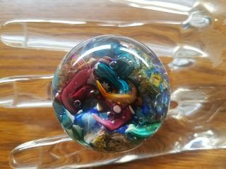 Stunning Art Glass Marble Paperweight Ocean Sea Coral Reef Signed by Doug Sweet 7