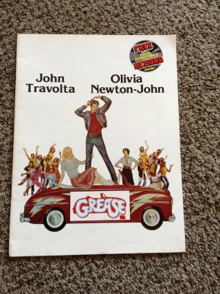 Grease - Movie Program From 1978 W/ Record Inside Nm