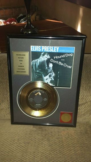 Elvis Presley Hound Dog 24kt Gold Plated Record