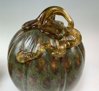 3 Hand Blown Art Glass Decorative Pumpkins 6