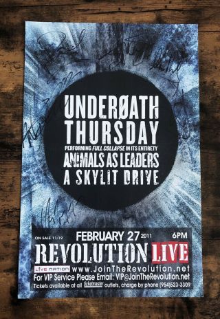 Underoath Full Band Signed Poster 11x17 2/27/11 Thrice Vinyl