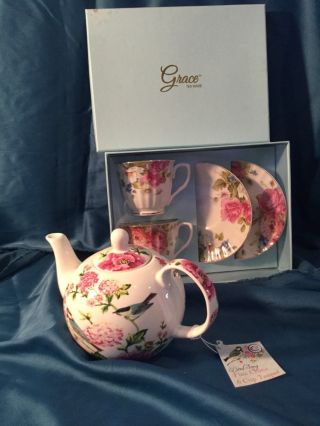 Nib Grace Teaware Tea Set For Two And English Table Bird Song Teapot Cup Saucer